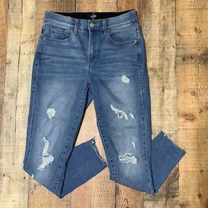 LuLaRoe Women's Size 28 Distressed Skinny Denim Jeans Elastic Waist Stre…